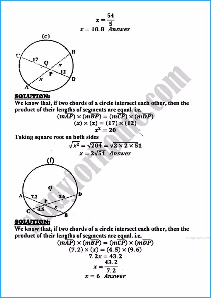 chords of a circle exercise 25 3 mathematics class 10th 10