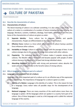 culture-of-pakistan-detailed-question-answers-pakistan-studies-class-10th