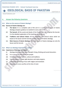 ideological-basis-of-pakistan-solved-textbook-exercise-pakistan-studies-class-10th