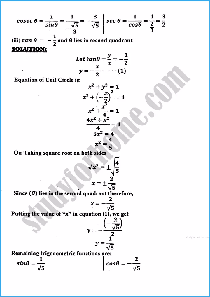 introduction to trigonometry exercise 30 3 mathematics class 10th 07