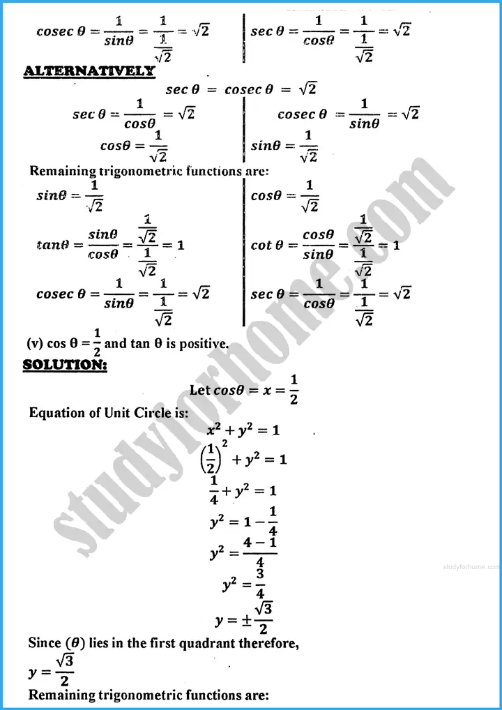 introduction to trigonometry exercise 30 3 mathematics class 10th 09