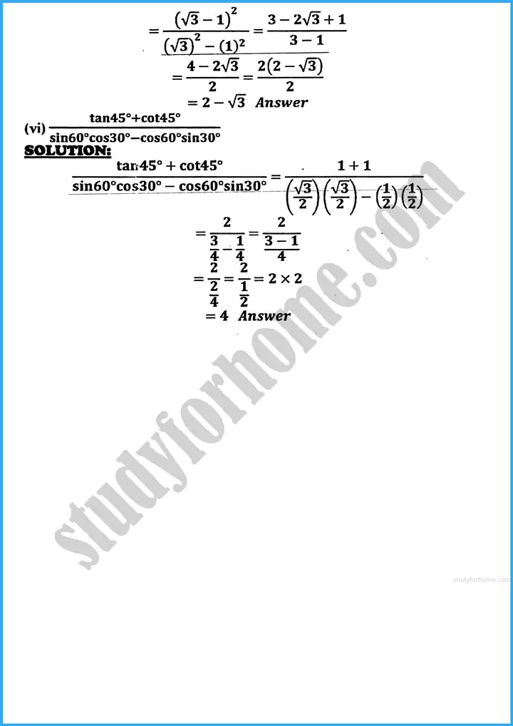 introduction to trigonometry exercise 30 3 mathematics class 10th 12