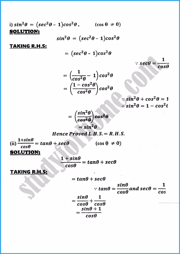 introduction to trigonometry exercise 30 4 mathematics class 10th 02