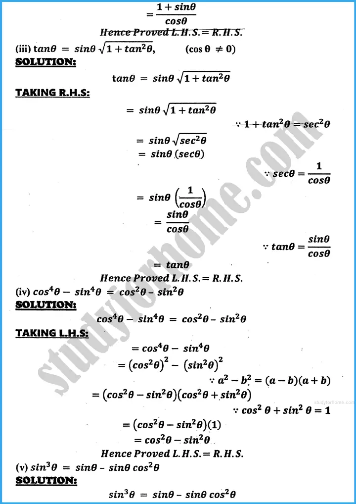 introduction to trigonometry exercise 30 4 mathematics class 10th 03