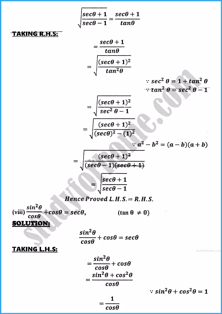 introduction to trigonometry exercise 30 4 mathematics class 10th 05