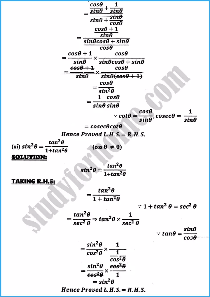 introduction to trigonometry exercise 30 4 mathematics class 10th 07