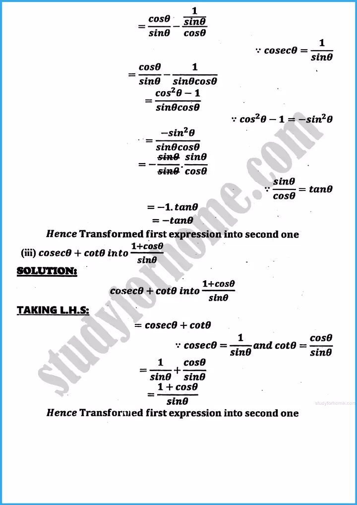 introduction to trigonometry exercise 30 4 mathematics class 10th 10