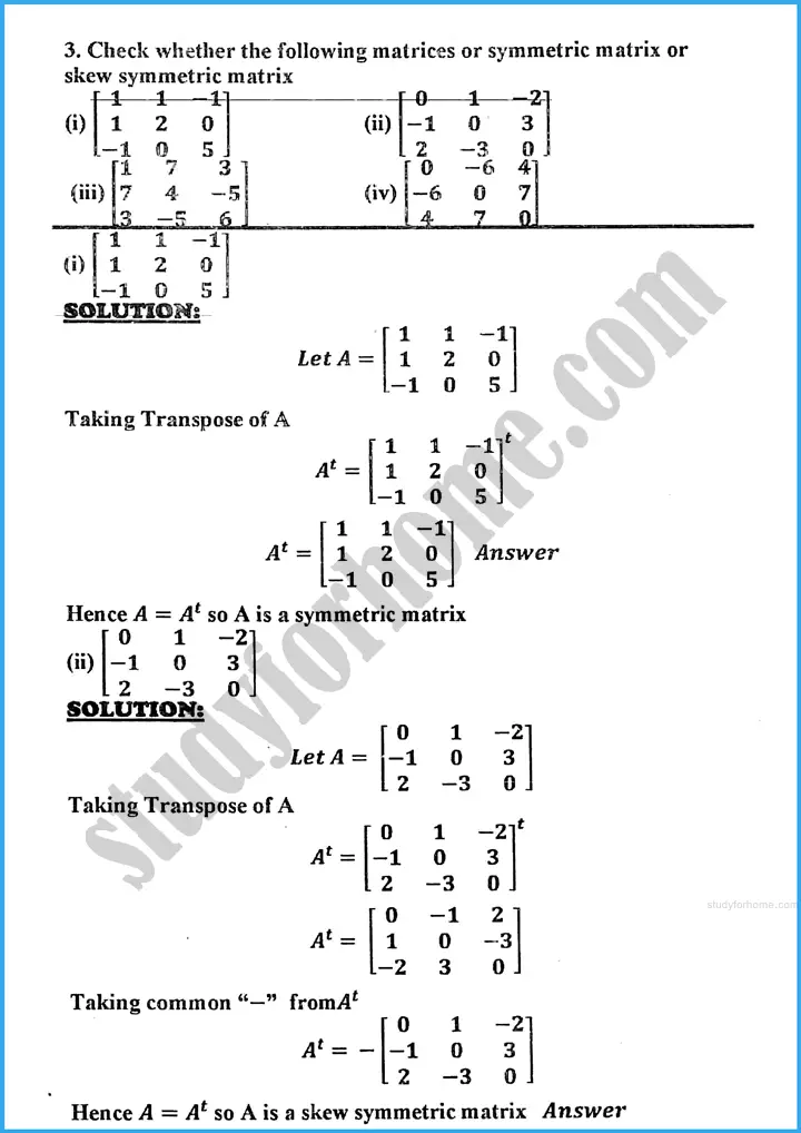 matrices and determinants exercise 19 1 mathematics class 10th 02