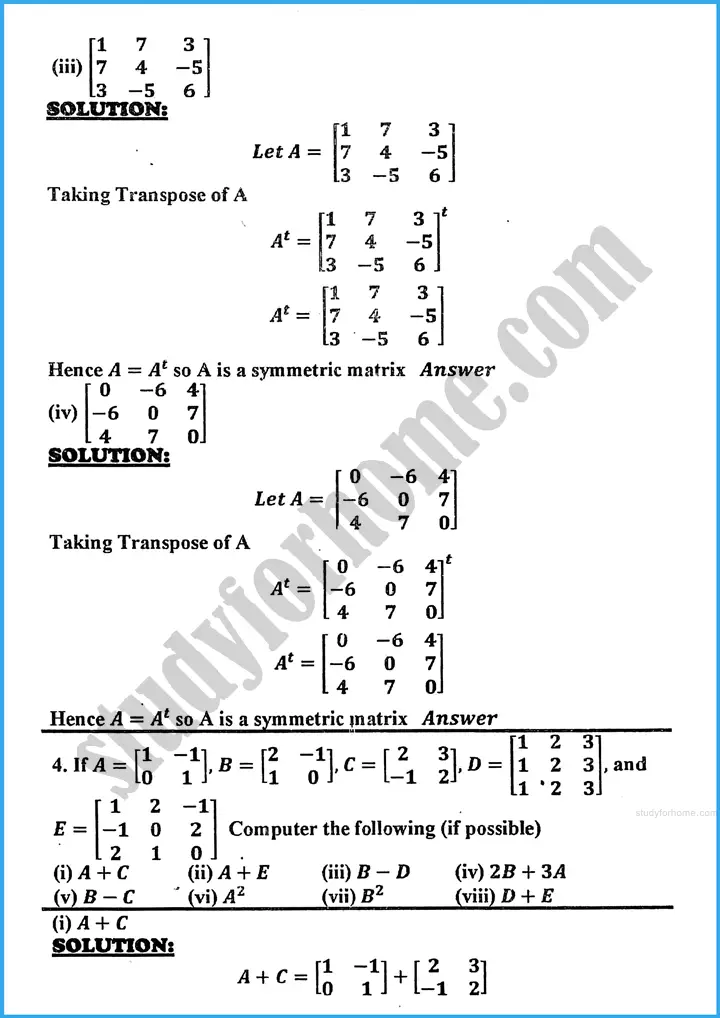 matrices and determinants exercise 19 1 mathematics class 10th 03