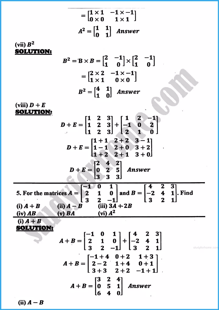 matrices and determinants exercise 19 1 mathematics class 10th 05