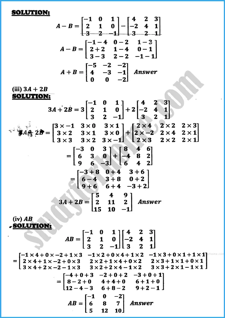 matrices and determinants exercise 19 1 mathematics class 10th 06