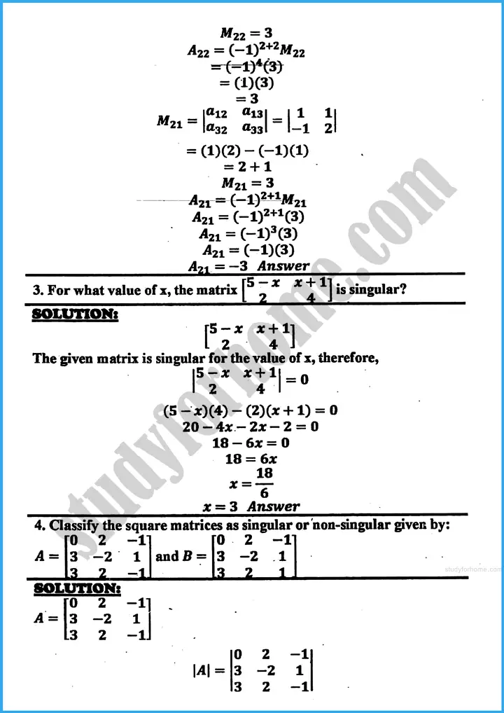 matrices and determinants exercise 19 2 mathematics class 10th 05