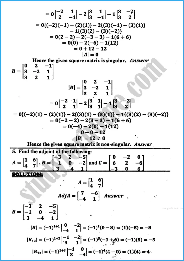 matrices and determinants exercise 19 2 mathematics class 10th 06