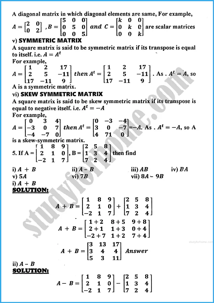 matrices and determinants review exercise 19 mathematics class 10th 03