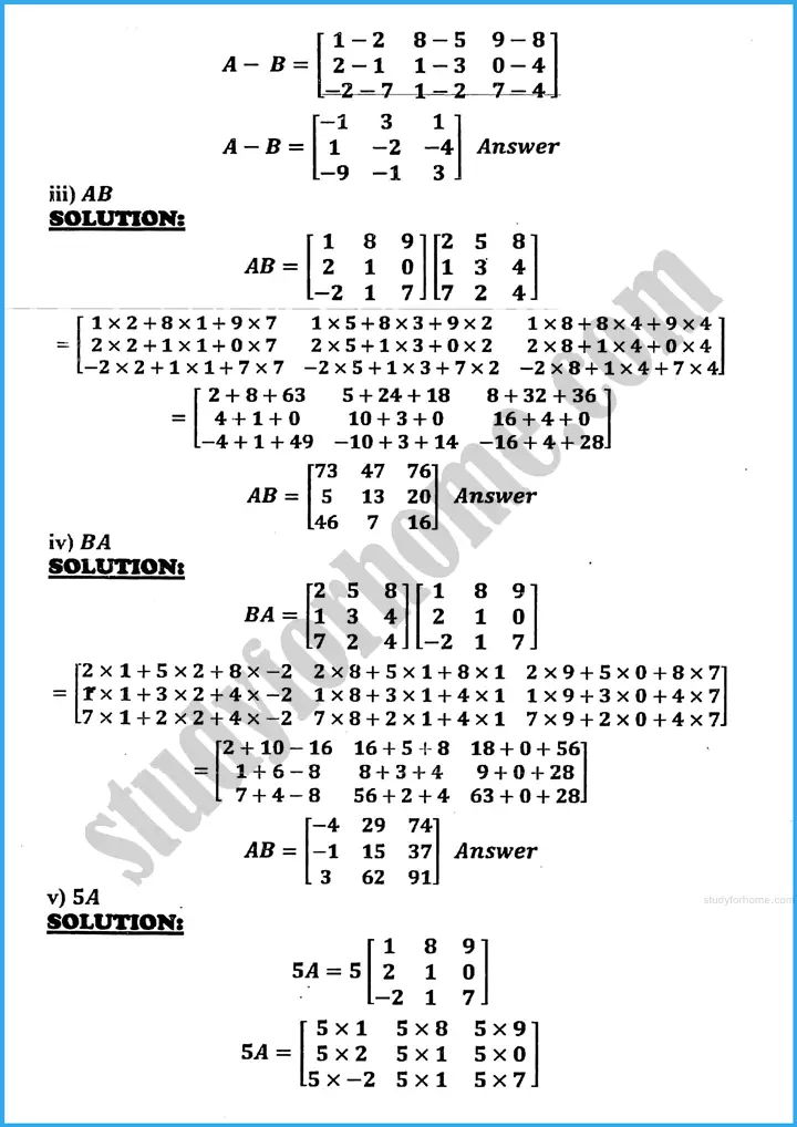 matrices and determinants review exercise 19 mathematics class 10th 04