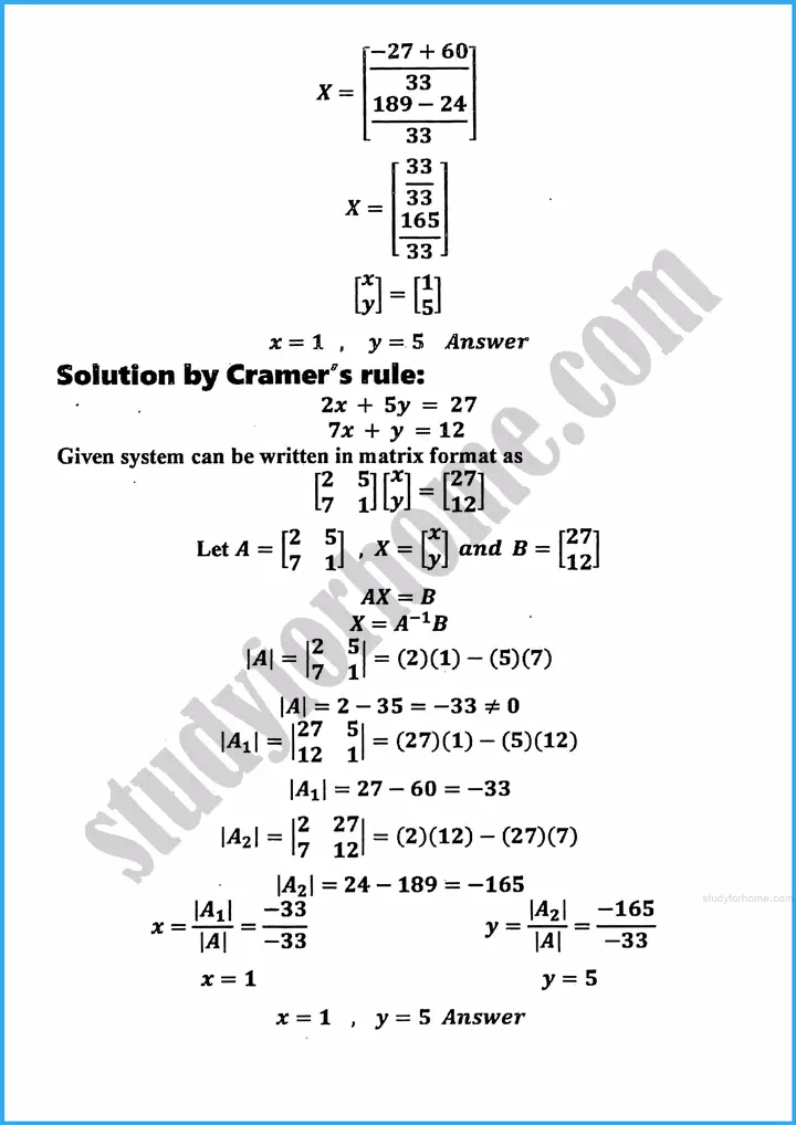 matrices and determinants review exercise 19 mathematics class 10th 09