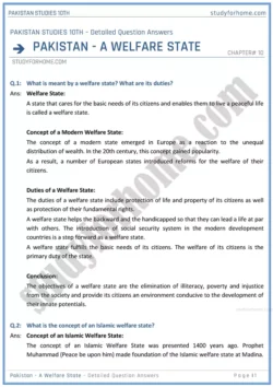 pakistan--a-welfare-state-detailed-question-answers-pakistan-studies-class-10th