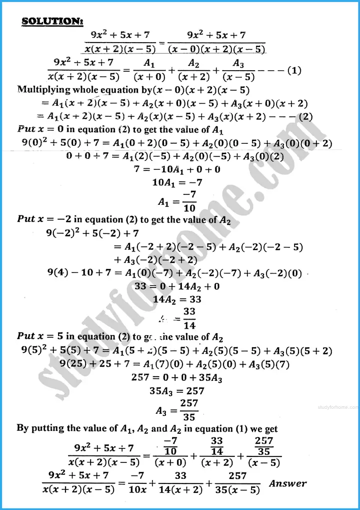 partial fractions review exercise 21 mathematics class 10th 03