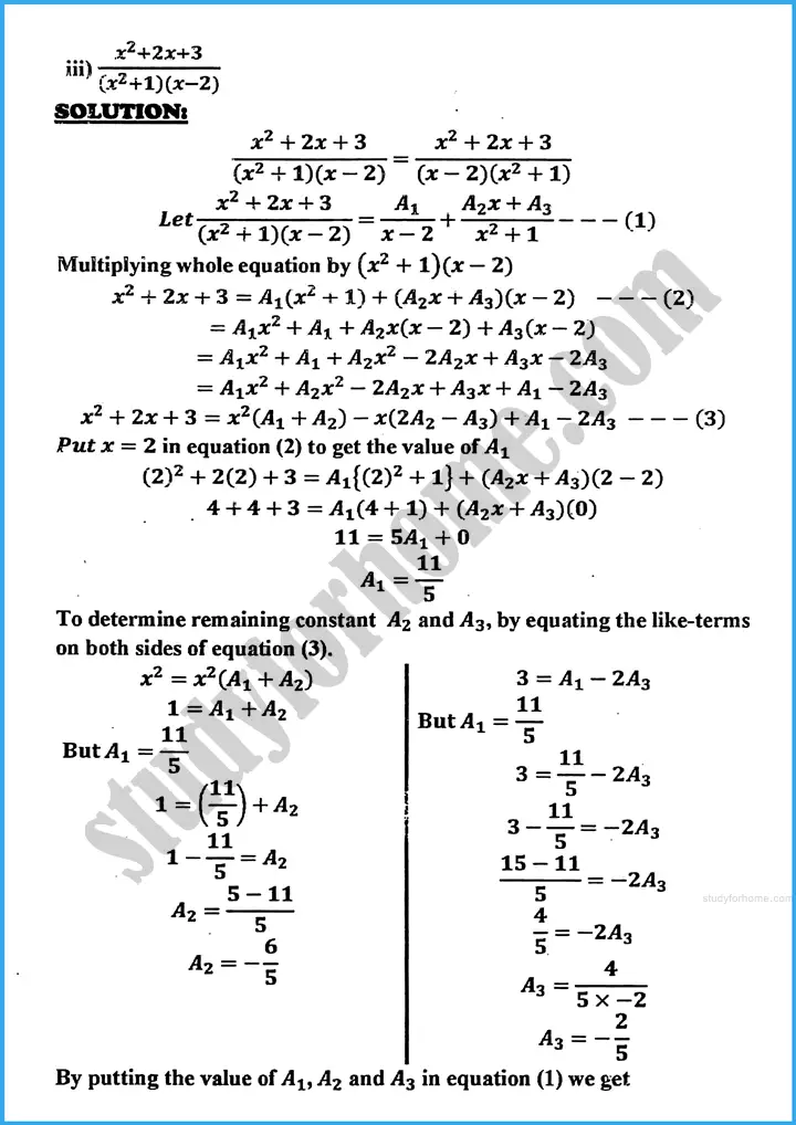 partial fractions review exercise 21 mathematics class 10th 04