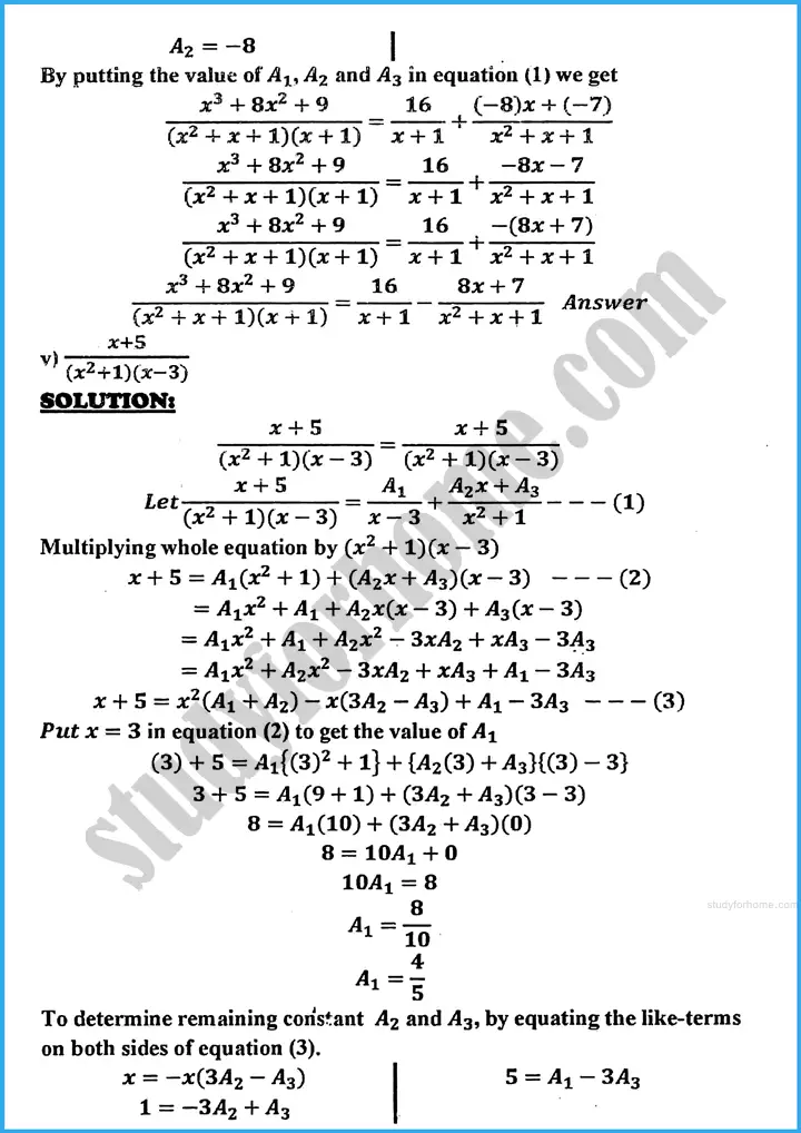 partial fractions review exercise 21 mathematics class 10th 06