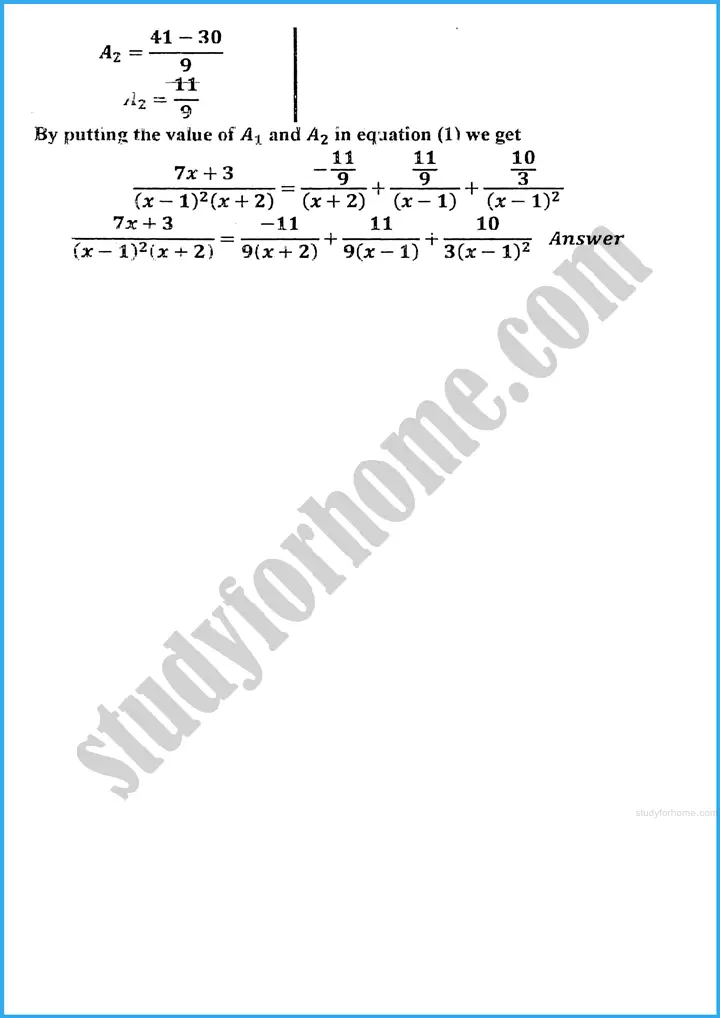partial fractions review exercise 21 mathematics class 10th 09