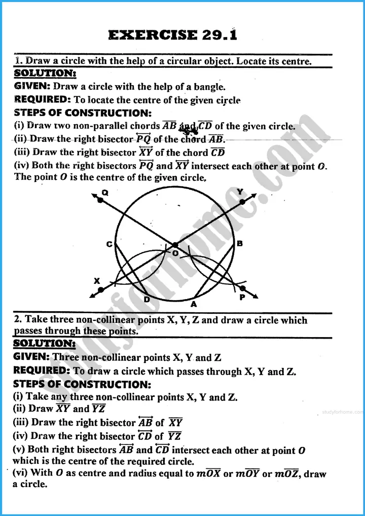 practical geometry circles exercise 29 1 mathematics class 10th 01