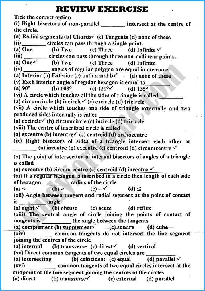 practical geometry circles review exercise 29 mathematics class 10th 01