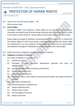 protection-of-human-rights-short-question-answers-pakistan-studies-class-10th