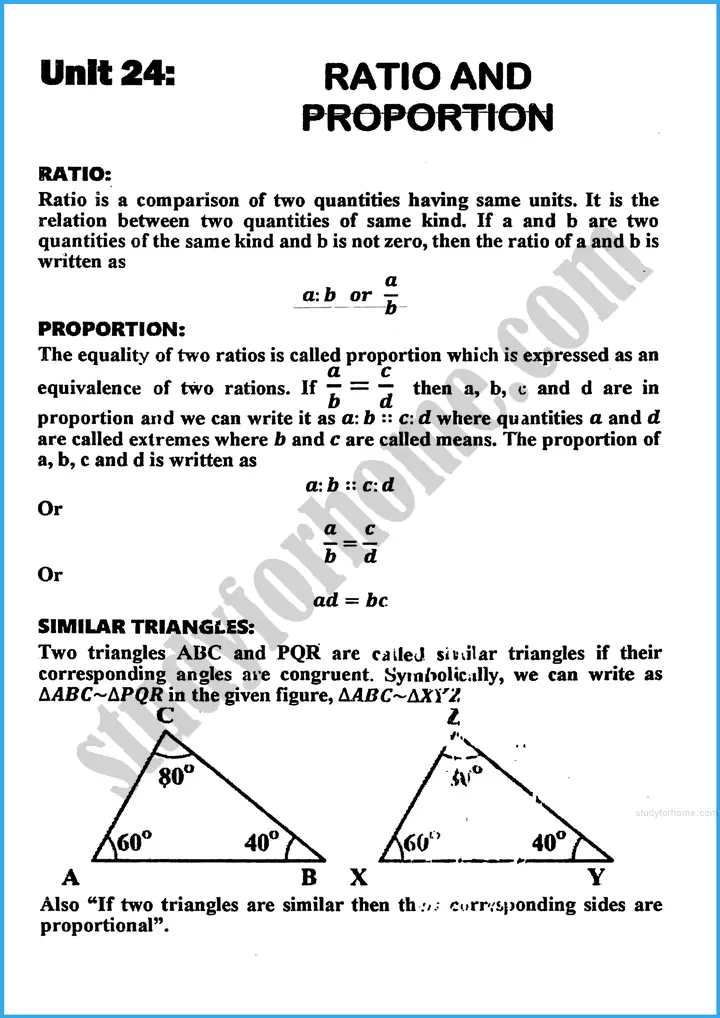 ratio and proportion definition and formulae mathematics class 10th 01