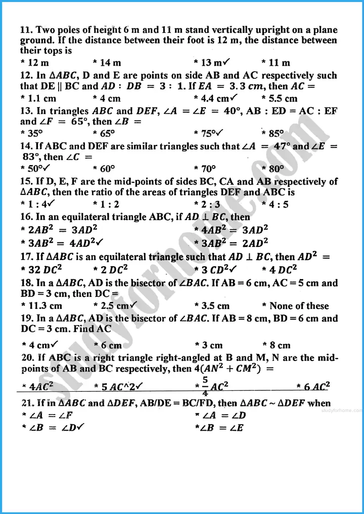 ratio and proportion mcqs mathematics class 10th 02