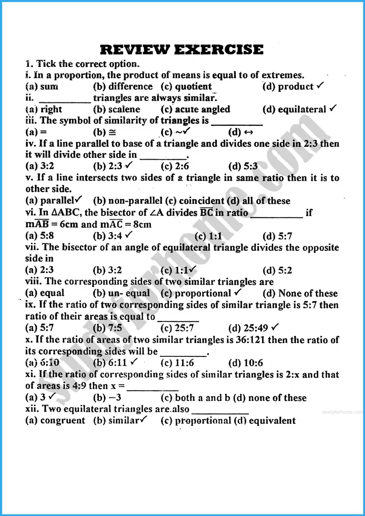 ratio-and-proportion-review-exercise-24-mathematics-class-10th