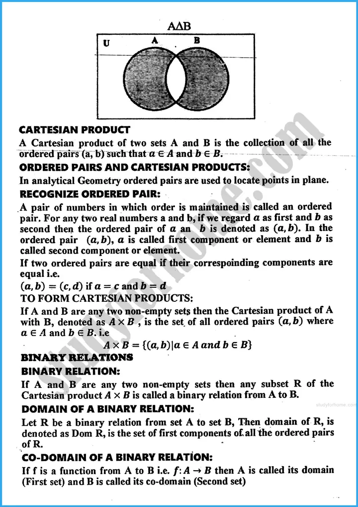 sets and functions definition and formulae mathematics class 10th 08