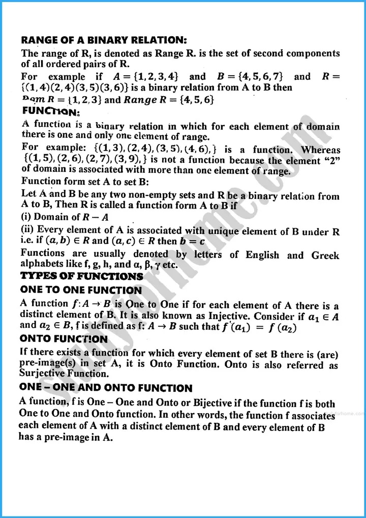 sets and functions definition and formulae mathematics class 10th 09