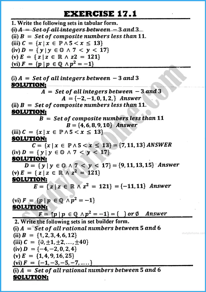 sets and functions exercise 17 1 mathematics class 10th 01