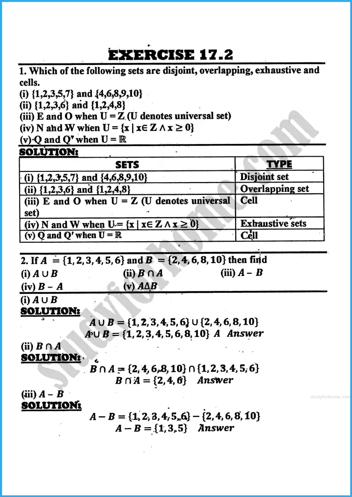 sets and functions exercise 17 2 mathematics class 10th 01