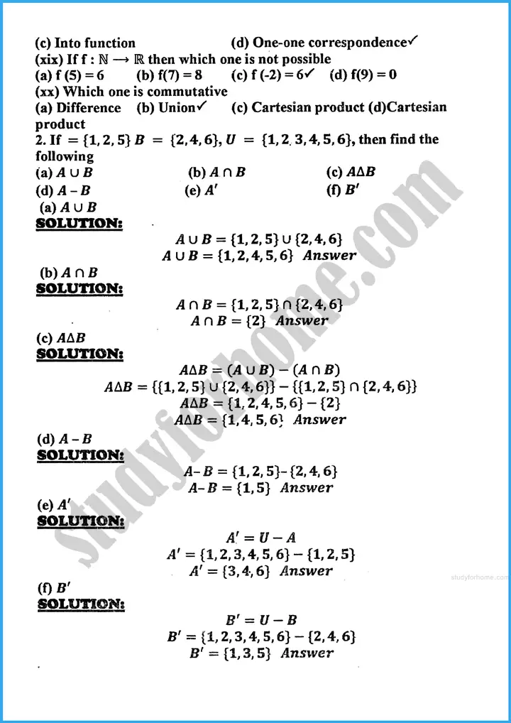 sets and functions review exercise 17 mathematics class 10th 02