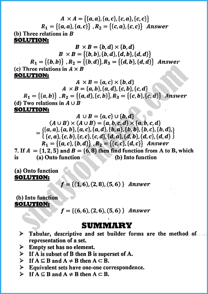 sets and functions review exercise 17 mathematics class 10th 06