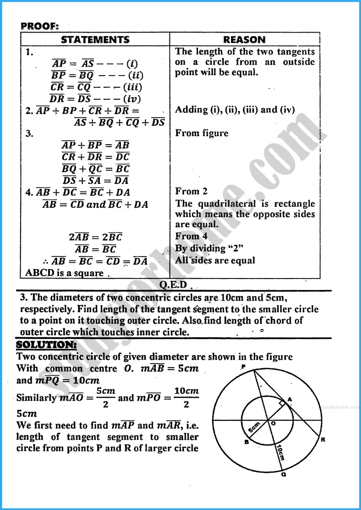 tangents of a circle exercise 26 1 mathematics class 10th 02