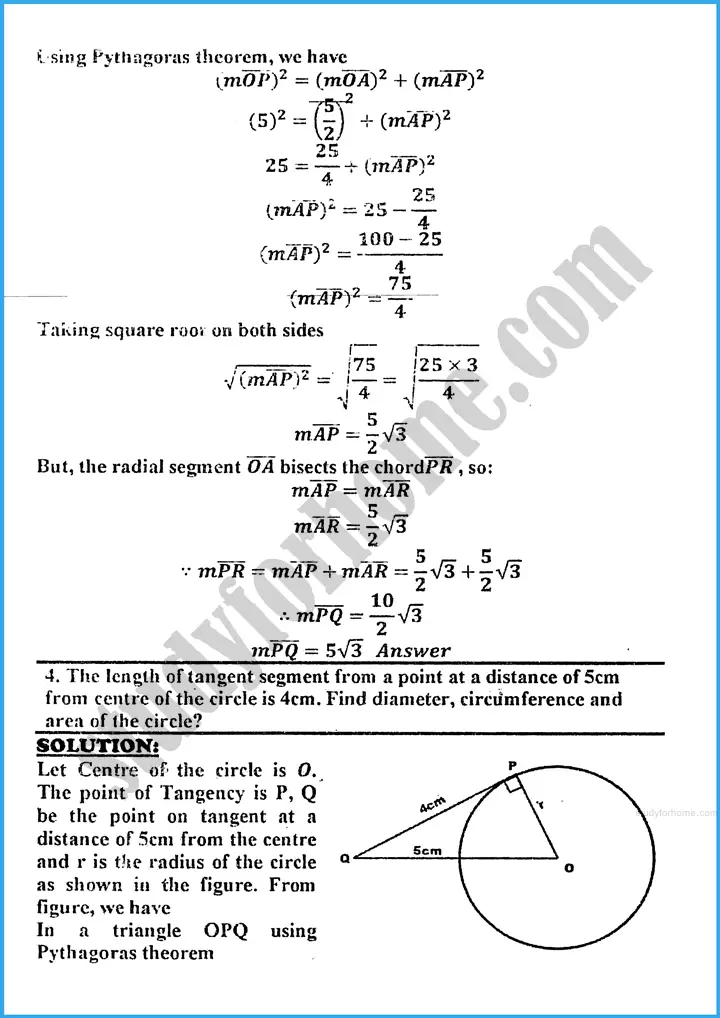 tangents of a circle exercise 26 1 mathematics class 10th 03