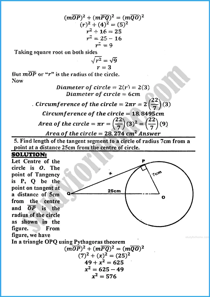 tangents of a circle exercise 26 1 mathematics class 10th 04