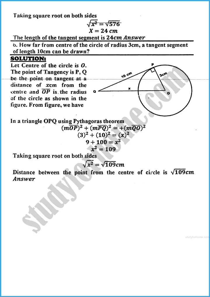 tangents of a circle exercise 26 1 mathematics class 10th 05