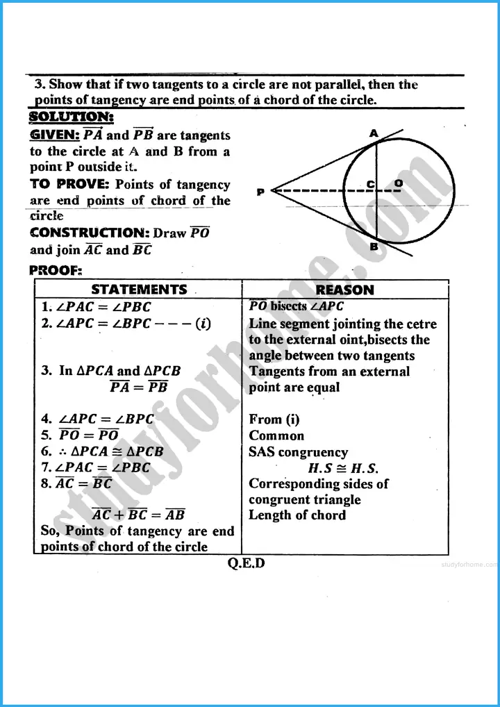 tangents of a circle exercise 26 2 mathematics class 10th 03