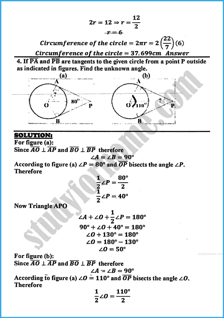 tangents of a circle exercise 26 3 mathematics class 10th 03