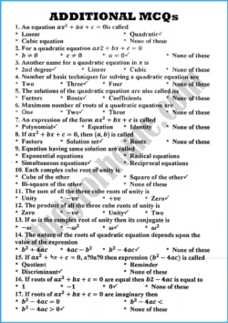 theory-of-quadratic-equations-mcqs-mathematics-class-10th