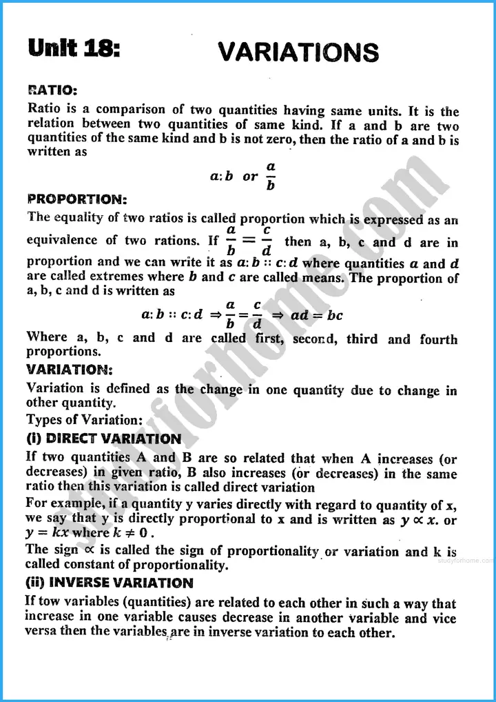 variations definition and formulae mathematics class 10th 01