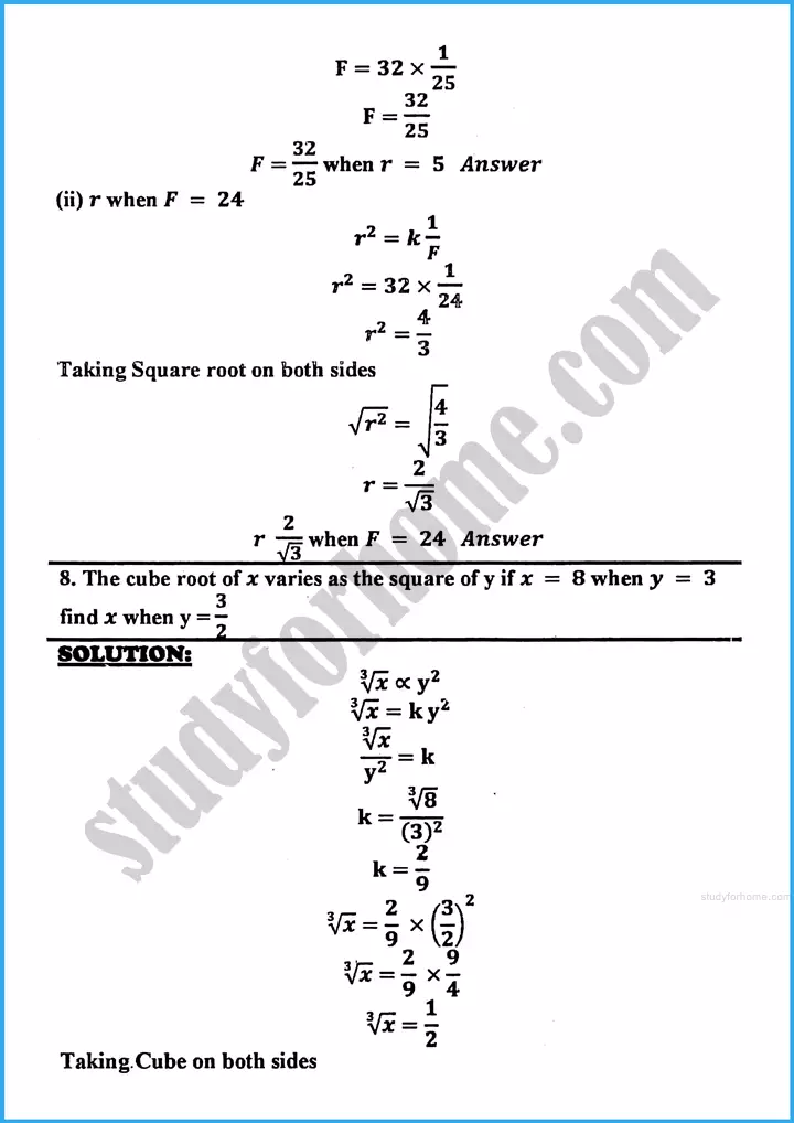 variations exercise 18 2 mathematics class 10th 05