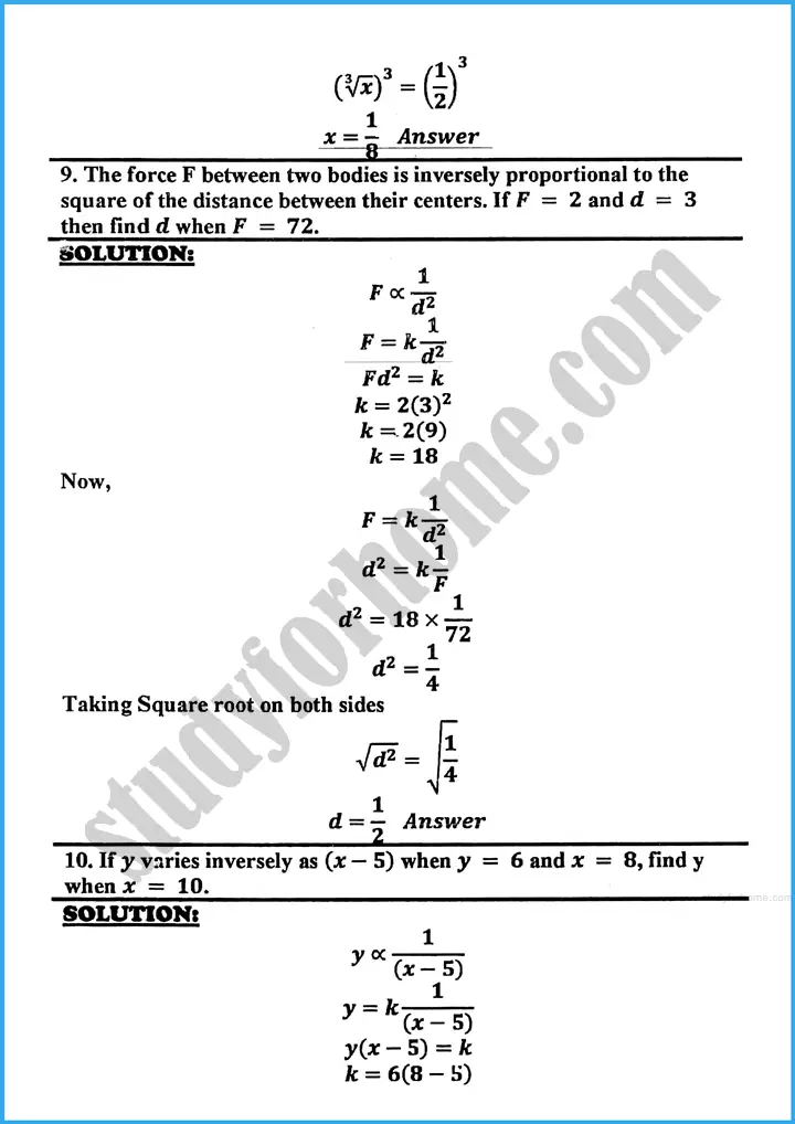 variations exercise 18 2 mathematics class 10th 06