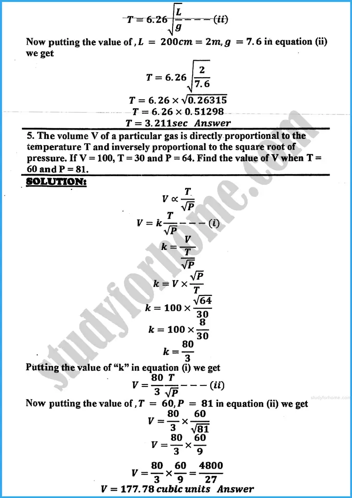 variations exercise 18 5 mathematics class 10th 05