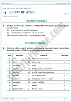 dignity-of-work-text-book-exercise-solution-unit-2-1-english-class-10th-sindh-board