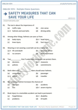 safety-measures-that-can-save-your-life-multiple-choice-questions-unit-8-1-english-class-10th-sindh-board